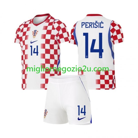Maglia Croazia Ivan Perisic 14 Bambino Casa Divisa Mondiali 2026 Manica Corta