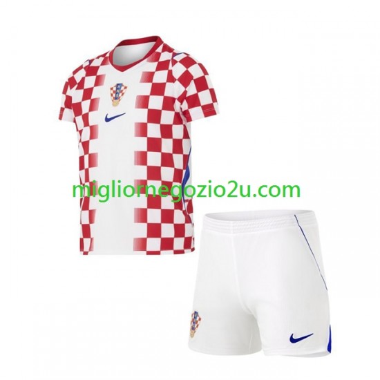 Maglia Croazia Bambino Casa Divisa Mondiali 2026 Manica Corta