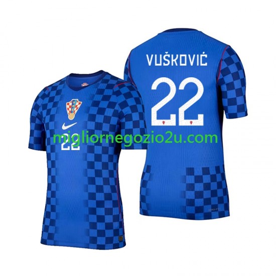 Maglia Croazia Luka Vuskovic 22 Uomo Trasferta Divisa Mondiali 2026 Manica Corta