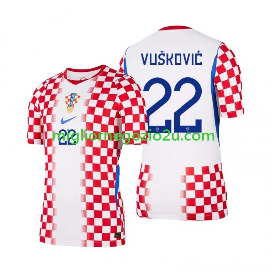 Maglia Croazia Luka Vuskovic 22 Uomo Casa Divisa Mondiali 2026 Manica Corta