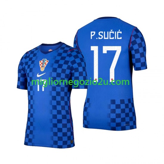 Maglia Croazia Petar Sucic 17 Uomo Trasferta Divisa Mondiali 2026 Manica Corta