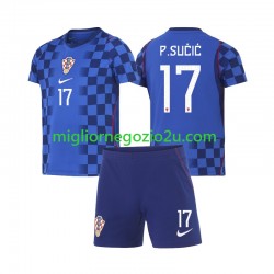 Maglia Croazia Petar Sucic 17 Bambino Trasferta Divisa Mondiali 2026 Manica Corta
