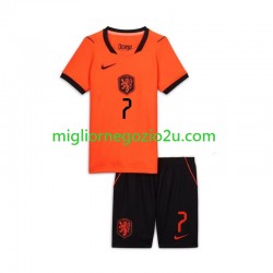 Maglia Paesi Bassi Xavi Simons 7 Bambino Casa Divisa Mondiali 2026 Manica Corta