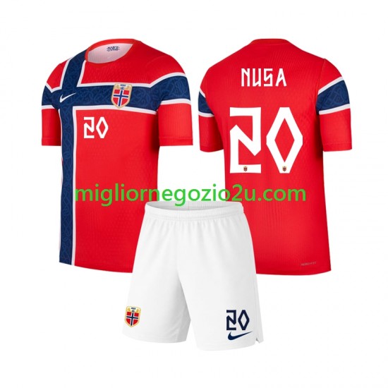 Maglia Norvegia Antonio Nusa 20 Bambino Casa Divisa Mondiali 2026 Manica Corta
