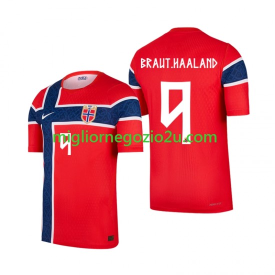 Maglia Norvegia Erling Haaland 9 Uomo Casa Divisa Mondiali 2026 Manica Corta