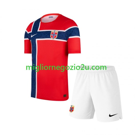 Maglia Norvegia Bambino Casa Divisa Mondiali 2026 Manica Corta