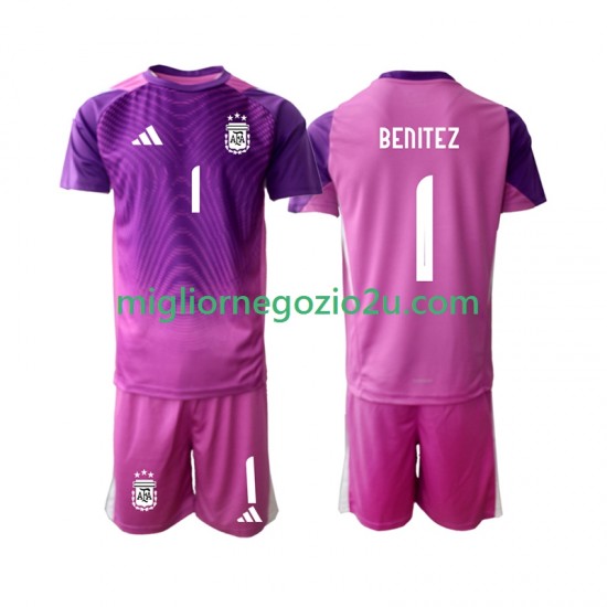 Maglia Argentina Walter Daniel Benitez 1 Portiere Bambino Casa Divisa 2025 Manica Corta
