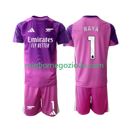 Maglia Arsenal Raya 1 Portiere Bambino Terza Divisa 2025-2026 Manica Corta