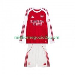 Maglia Arsenal Bambino Casa Divisa 2025-2026 Manica Lunga