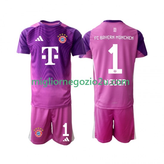 Maglia FC Bayern München Manuel Neuer 1 Portiere Bambino Quarta Divisa 2025-2026 Manica Corta