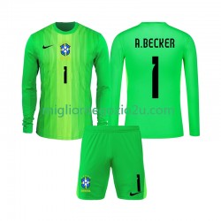 Maglia Brasile Alisson Becker 1 Portiere Bambino Casa Divisa 2026 Manica Lunga