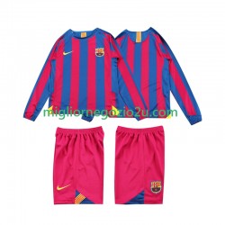 Maglia FC Barcelona 2005 Retro Bambino Casa Divisa 2006 Manica Lunga