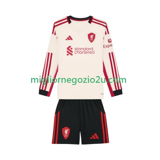Maglia Liverpool Bambino Trasferta Divisa 2025-2026 Manica Lunga