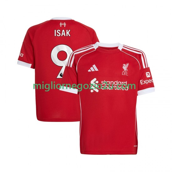 Maglia Liverpool ISAK 9 Uomo Casa Divisa 2025-2026 Manica Corta