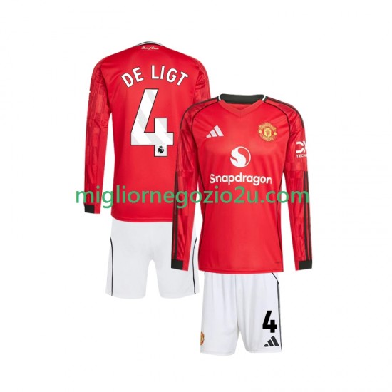 Maglia Liverpool Virgil van Dijk 4 Bambino Casa Divisa 2025-2026 Manica Lunga