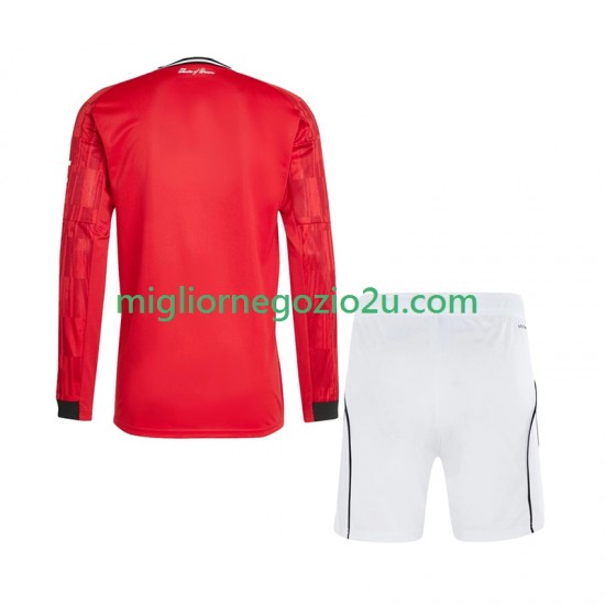 Maglia Manchester United Bambino Casa Divisa 2025-2026 Manica Lunga