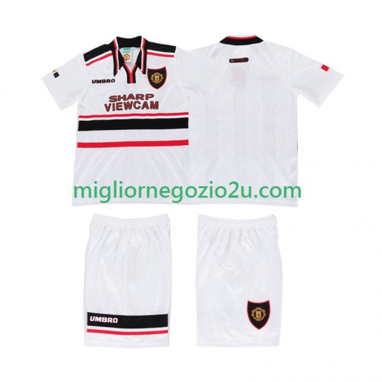 Maglia Manchester United Retro Bambino Trasferta Divisa 1998 Manica Corta