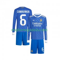 Maglia Real Madrid Camavinga 6 Bambino Terza Divisa 2025-2026 Manica Lunga