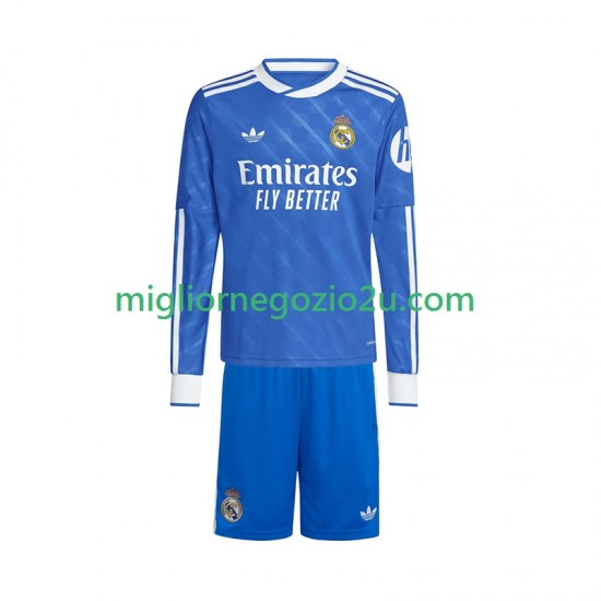 Maglia Real Madrid Bambino Terza Divisa 2025-2026 Manica Lunga