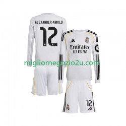 Maglia Real Madrid Trent Alexander-Arnold 12 Bambino Casa Divisa 2025-2026 Manica Lunga