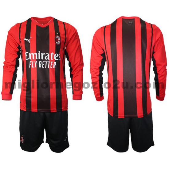 Maglia AC Milan Bambino Casa Divisa 2021-2022 Manica Lunga