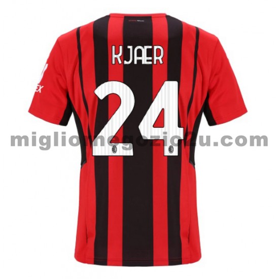 Maglia AC Milan Simon Kjær 24 Casa Divisa 2021-2022 Manica Corta