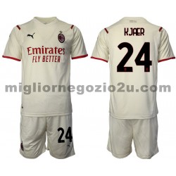 Maglia AC Milan Simon Kjær 24 Bambino Trasferta Divisa 2021-2022 Manica Corta
