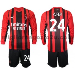 Maglia AC Milan Simon Kjær 24 Bambino Casa Divisa 2021-2022 Manica Lunga