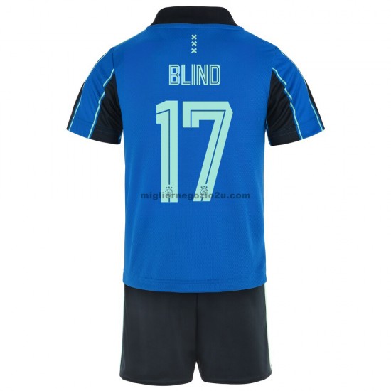 Maglia AFC Ajax Daley Blind 17 Bambino Trasferta Divisa 2021-2022 Manica Corta