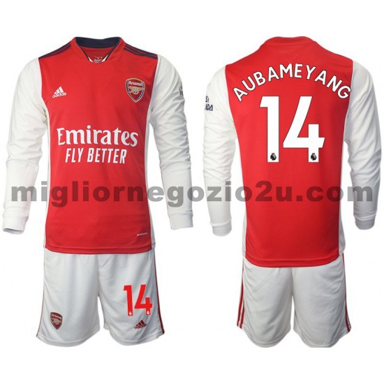 Maglia Arsenal Aubameyang 14 Bambino Casa Divisa 2021-2022 Manica Lunga