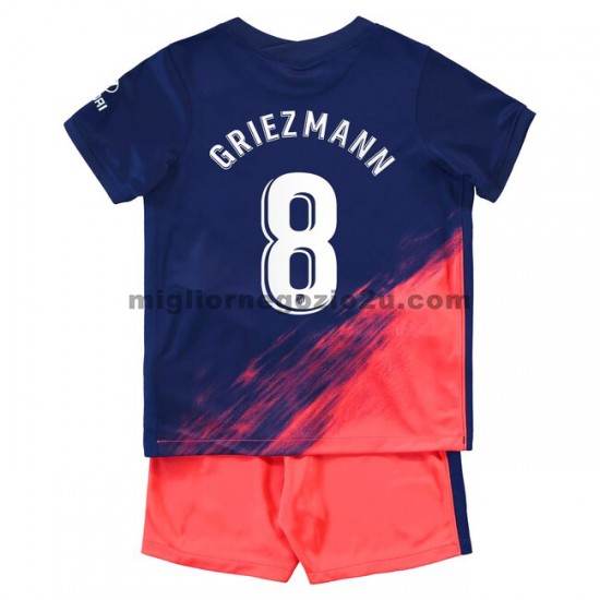 Maglia Atlético Madrid Antoine Griezmann 8 Bambino Trasferta Divisa 2021-2022 Manica Corta