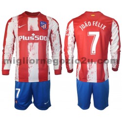 Maglia Atlético Madrid Joao Felix 7 Bambino Casa Divisa 2021-2022 Manica Lunga