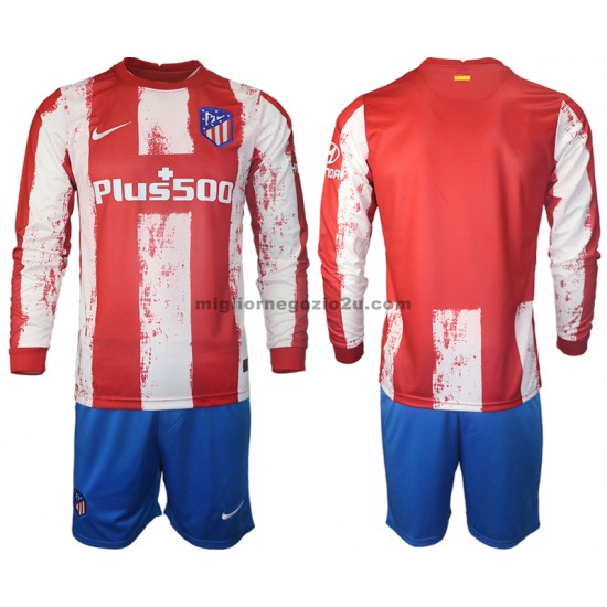 Maglia Atlético Madrid Bambino Casa Divisa 2021-2022 Manica Lunga