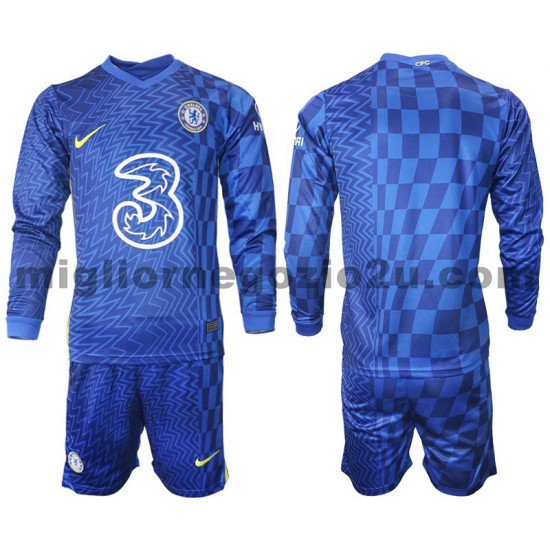 Maglia Chelsea Bambino Casa Divisa 2021-2022 Manica Lunga