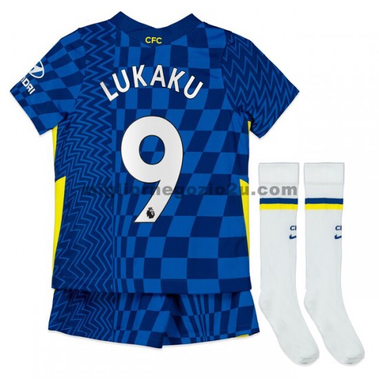 Maglia Chelsea Romelu Lukaku 9 Bambino Casa Divisa 2021-2022 Manica Corta