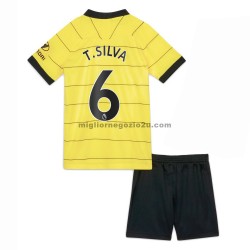 Maglia Chelsea Thiago Silva 6 Bambino Trasferta Divisa 2021-2022 Manica Corta