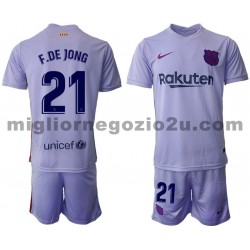 Maglia FC Barcelona Frenkie de Jong 21 Bambino Trasferta Divisa 2021-2022 Manica Corta