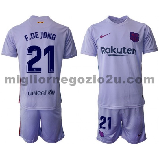Maglia FC Barcelona Frenkie de Jong 21 Bambino Trasferta Divisa 2021-2022 Manica Corta