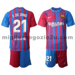 Maglia FC Barcelona Frenkie de Jong 21 Bambino Casa Divisa 2021-2022 Manica Corta