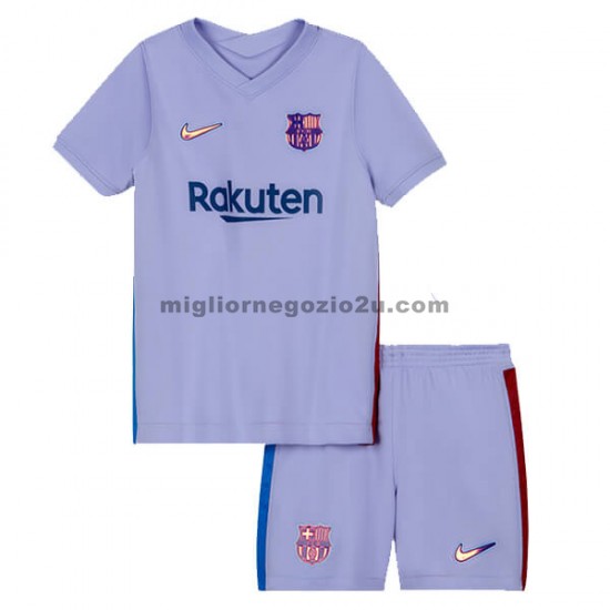 Maglia FC Barcelona Bambino Trasferta Divisa 2021-2022 Manica Corta