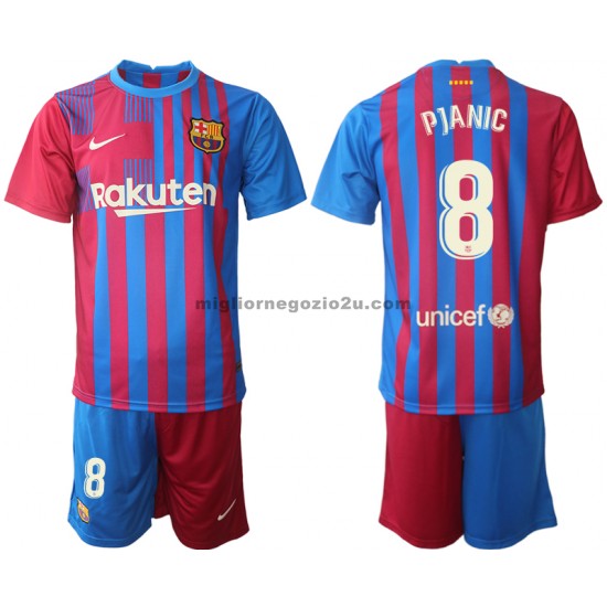 Maglia FC Barcelona Miralem Pjanic 8 Bambino Casa Divisa 2021-2022 Manica Corta