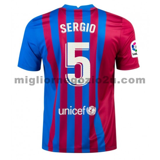 Maglia FC Barcelona Sergio Busquets 5 Casa Divisa 2021-2022 Manica Corta