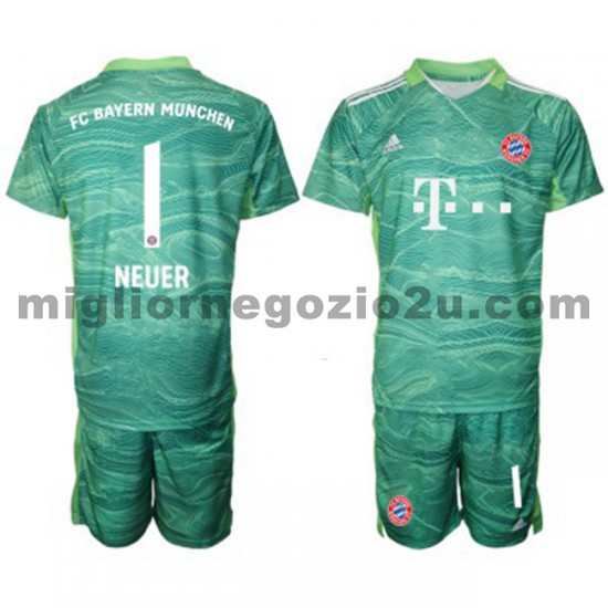 Maglia FC Bayern München Portiere Manuel Neuer 1 Bambino Terza Divisa 2021-2022 Manica Corta