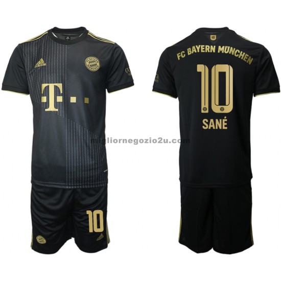 Maglia FC Bayern München Leroy Sane 10 Bambino Trasferta Divisa 2021-2022 Manica Corta