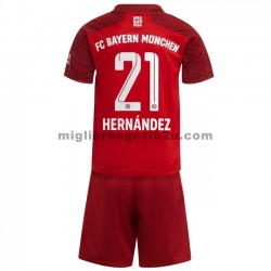 Maglia FC Bayern München Lucas Hernandez 21 Bambino Casa Divisa 2021-2022 Manica Corta