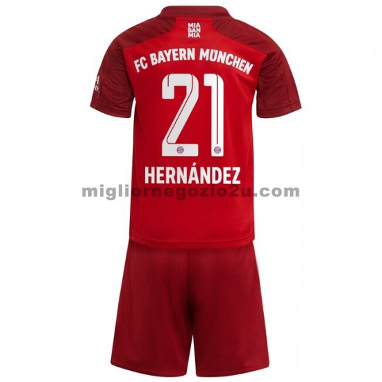 Maglia FC Bayern München Lucas Hernandez 21 Bambino Casa Divisa 2021-2022 Manica Corta