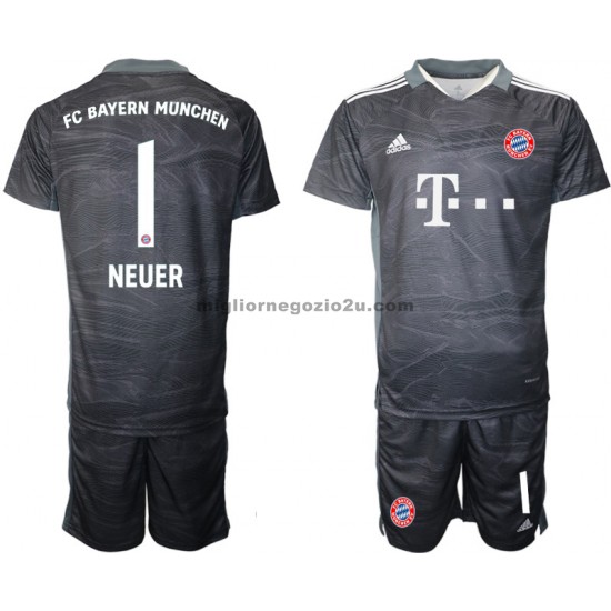 Maglia FC Bayern München Manuel Neuer 1 Portiere Bambino Trasferta Divisa 2021-2022 Manica Corta