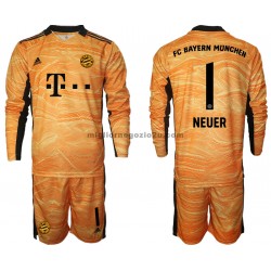 Maglia FC Bayern München Manuel Neuer 1 Portiere Bambino Casa Divisa 2021-2022 Manica Lunga
