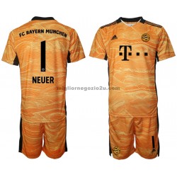 Maglia FC Bayern München Manuel Neuer 1 Portiere Bambino Casa Divisa 2021-2022 Manica Corta