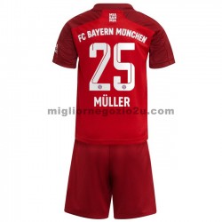 Maglia FC Bayern München Thomas Muller 25 Bambino Casa Divisa 2021-2022 Manica Corta